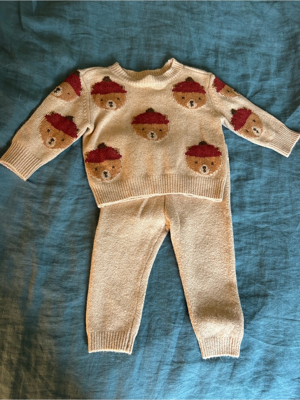 Knit Bear Sweater and Pants Set